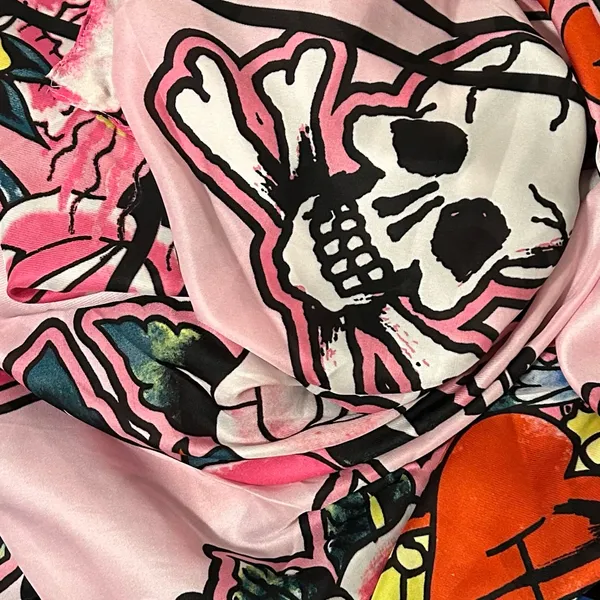NWT Ed Hardy Pink Skull & Roses Graphic Scarf/Wrap - Image 4