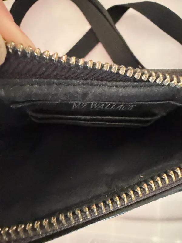 MZ WALLACE Black Quilted Crossbody Messenger Bag with Silver Hardware - Image 4