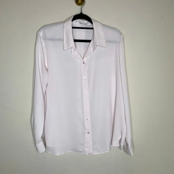 Mango Pale Pink Chiffon Blouse Sz 10 - Image 5