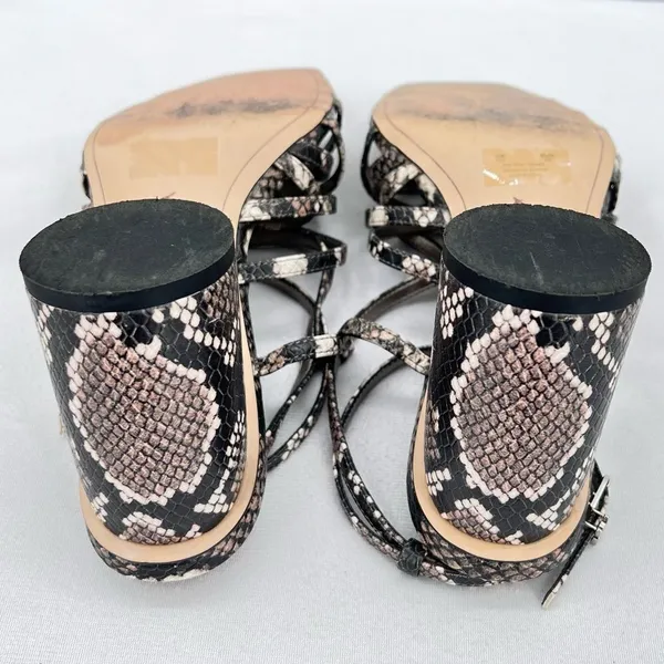 Sam Edelman Daffodil Taupe Snakeprint Ankle Wrap Block Heel Strappy Sandals Sz 9 - Image 11