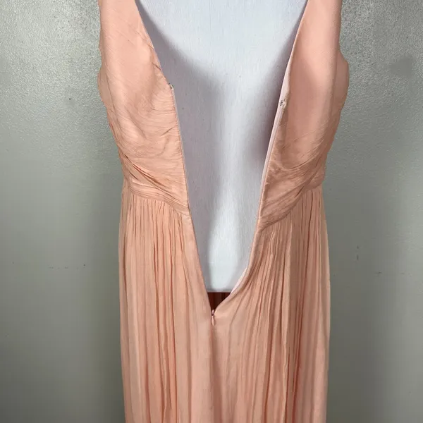 J Crew Formal Gown Maxi Dress Womens 14 Pink Silk Chiffon‎ Pleated V-Neck Heidi - Image 12