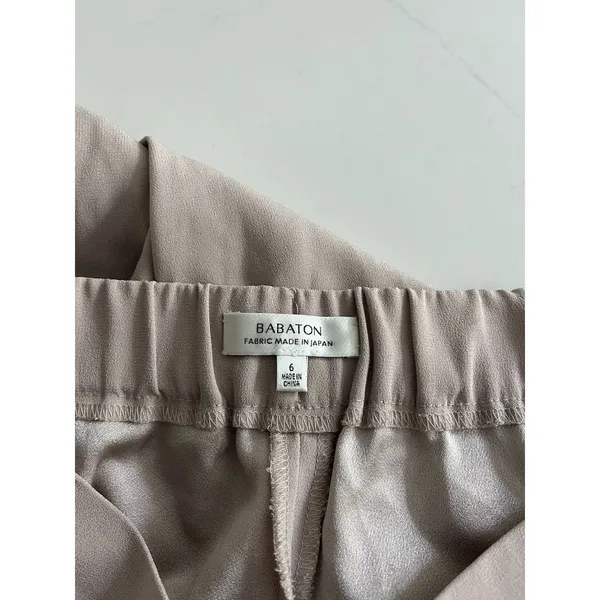 Aritzia Babaton Cohen Pants Pleated Cropped Trousers 6 Beige - Image 4