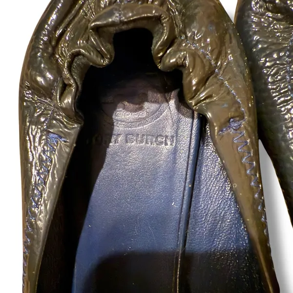 Tory Burch Minnie‎ Scrunch Navy Blue Leather Ballet Flats Sz 7 Estimated - Image 7