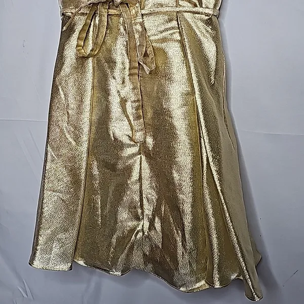NWOT Morilee by Madeline Gardner gold corset lace up back pleated dress sz 00 - Image 6