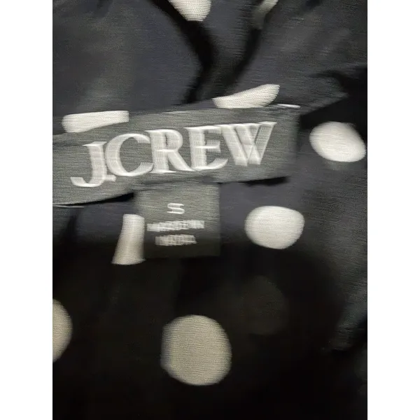 J. Crew Long-Sleeve Chiffon‎ Midi Dress Black Polka Dot Women's Size Small - Image 12