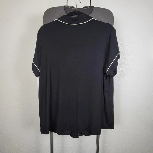 Auden Women's Black Pajama Top‎ with White Trim - Image 3