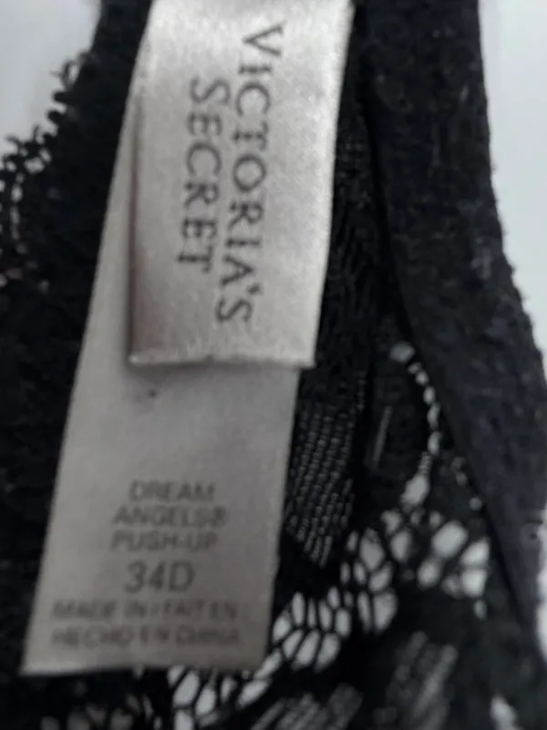 Victorias Secret Black Floral Lace Underwire Bra 36D Lightly‎ Lined T-Shirt Bra - Image 3