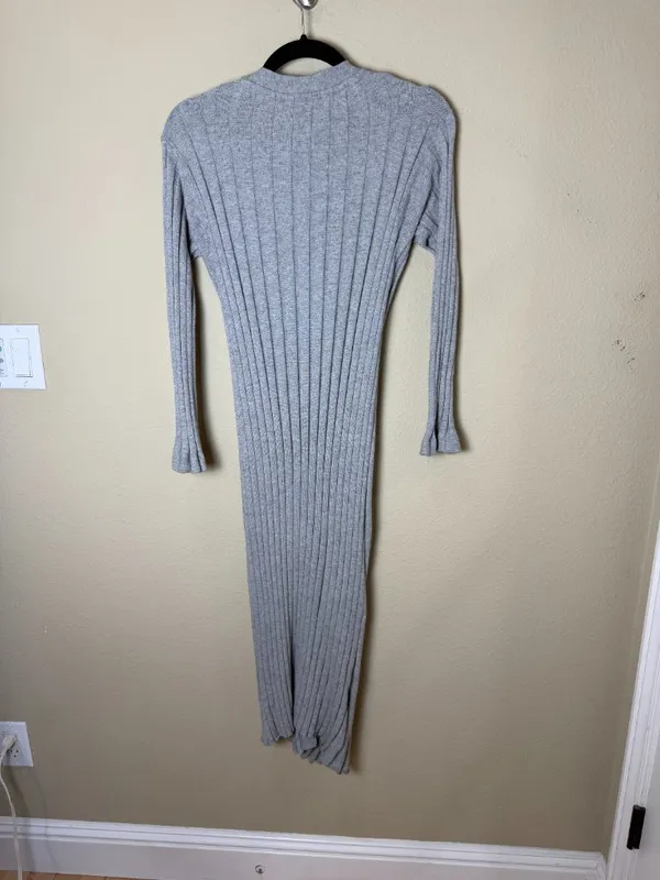 ATM Cotton Cashmere Duster Longline Cardigan Sweater Grey Ribbed Size XS - Image 7
