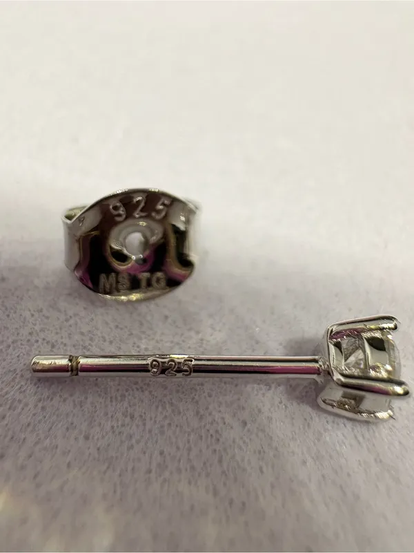 Moissanite .25CTW Sterling Silver Push Back 3MM Stud Earrings - Image 4