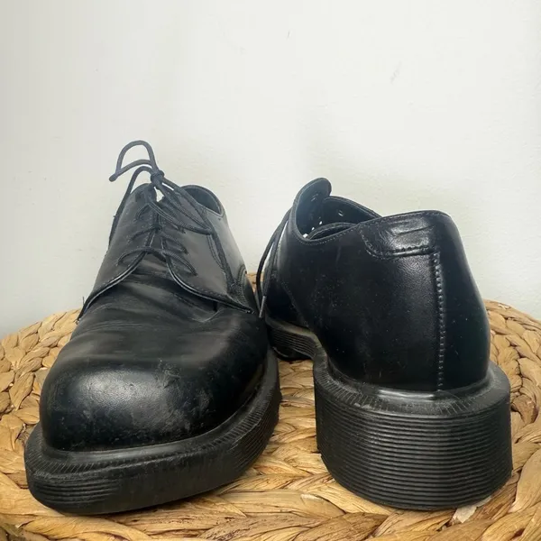 Vtg Dr. Martens Oxfords Lace Up Shoes Black Leather Derby Made in England Chunky - Image 5