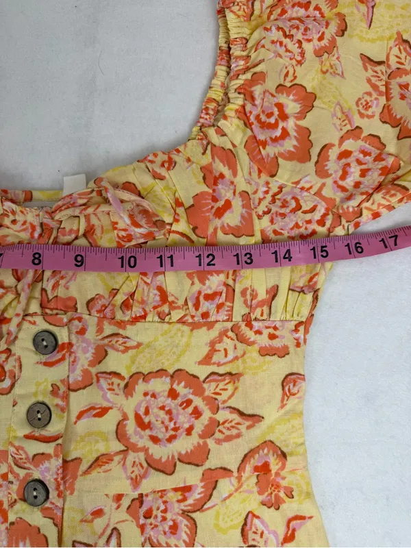 Billabong Wrangler Floral Mini Dress XS Yellow Orange Cottagecore‎ NWT - Image 4