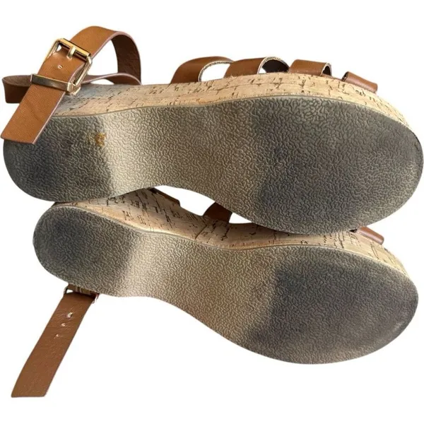 Womens Charlotte Russe Platform Strappy Black Wedge Cork Ankle Strap Sandals - 9 - Image 5
