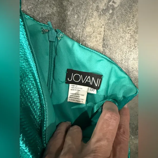 New! Jovani 02136 Metallic Fitted One Shoulder Prom Dress Aqua Green Sz 00 $500‎ - Image 9
