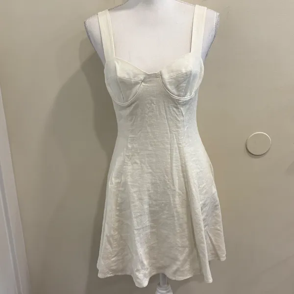 Solid & Striped Carolina Linen-Blend Mini Dress Cream XS Beach Boho Bachelorette - Image 3
