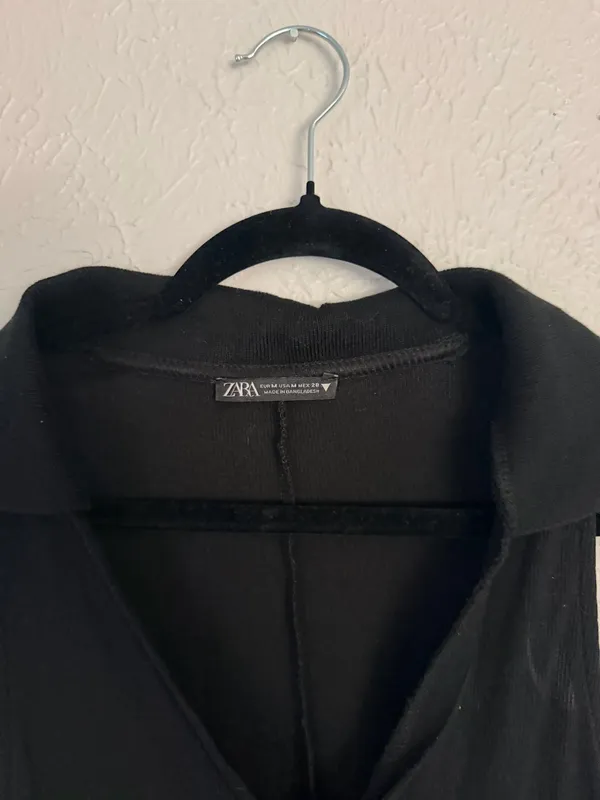 Zara black skater mini ribbed dress M - Image 7