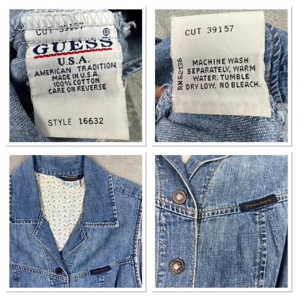 VTG Guess Jeans Junior Sz‎ 3 Mini Dress Blue Denim Sleeveless Button Front 90s - Image 8