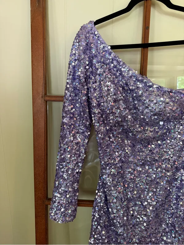 Sherri Hill 54469 Lilac One Shoulder Sequin Cocktail Dress Homecoming Prom - 4 - Image 6