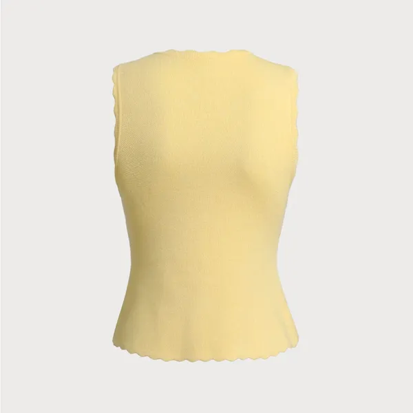 Rihoas Yellow Tie-Front Knit Tank Top - Image 7