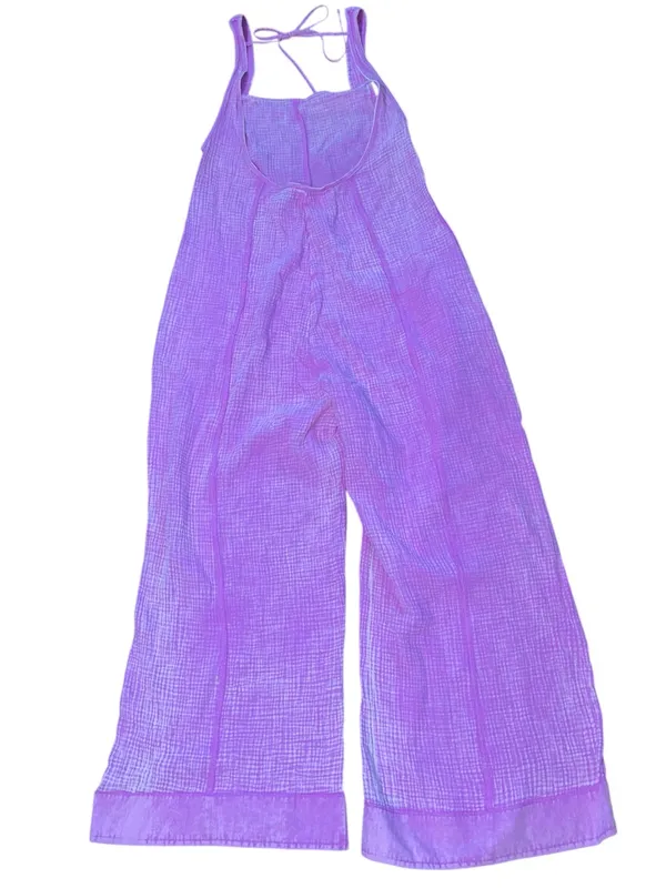 NWOT Zenana Lavender Double Gauze Wide Leg Overalls Jumpsuit Small - Image 5