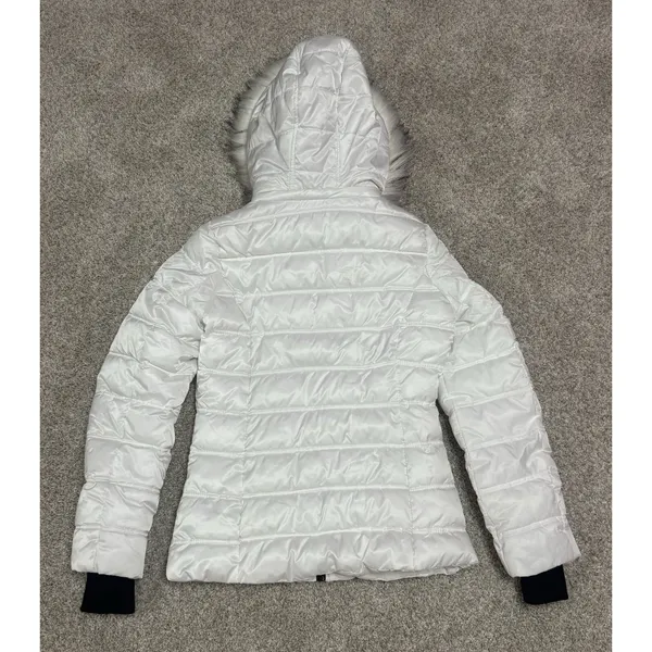 Nautica White Puffer Jacket Faux Fur Hood Quilted Winter Coat Size Small - Image 7