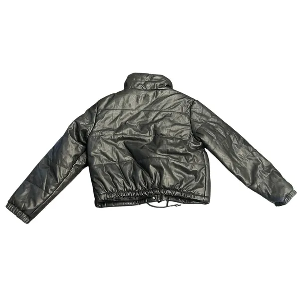 Vigoss Faux Leather Cropped Quilted Puffer Jacket SZ XL Military Flight Aviation - Image 2