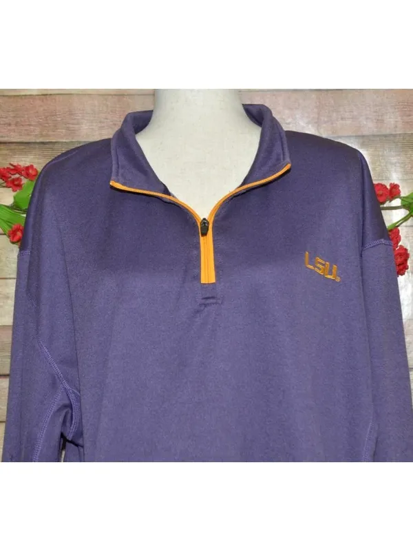 LSU Tigers Knights Apparel Unisex XL Purple 1/4 Zip Pullover Fleece NCAA - Image 2