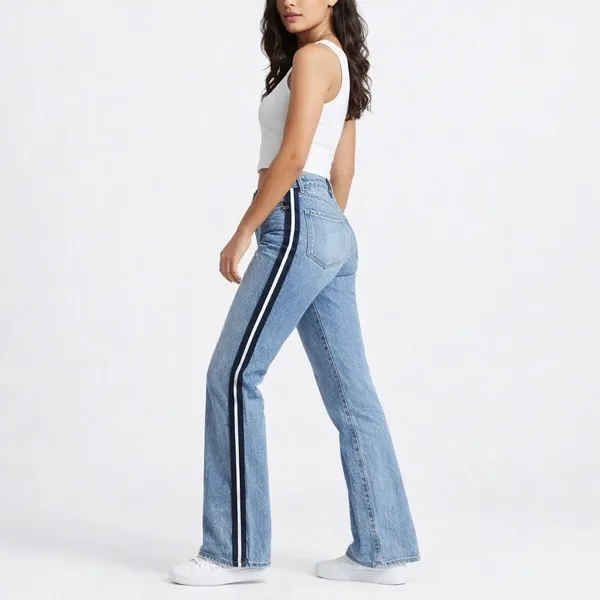 Vintage Y2K Paris Blues Side Stripe Flare Jeans Light Wash Junior’s 7 Women’s 28 - Image 2