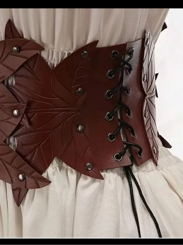 Leaf Motif Brown Waist Belt New - Image 3