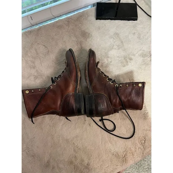 Santa Fe Boot Company Women's 7.5 Brown Leather Lace-Up Western Boots Vintage - Image 15