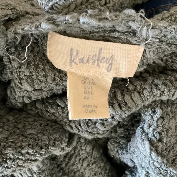 Kaisley Boutique Loose Knit Sweater‎ Size Large Sage Green - Image 3