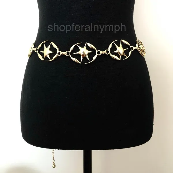 Y2K Celestial Liquid Gold Starburst Chain Belt, Fits 23.5–42.5 Inches, X7GA1218 - Image 3