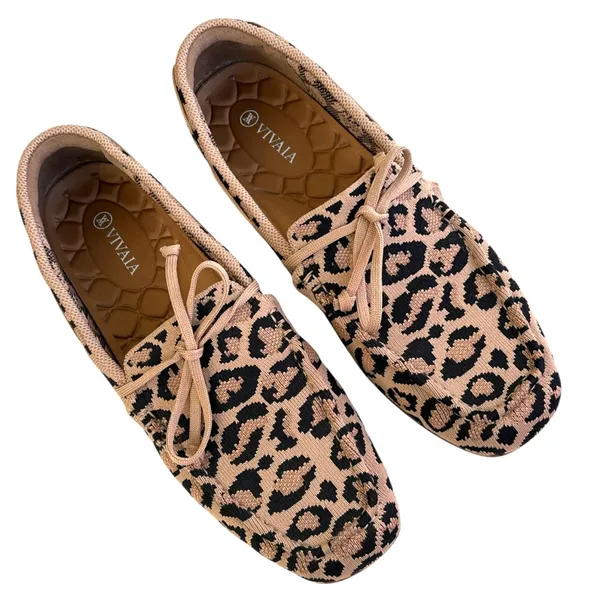 VIVAIA Jackie Square Toe Loafers Animal Print Size 9.5 Slip On Flats - Image 4