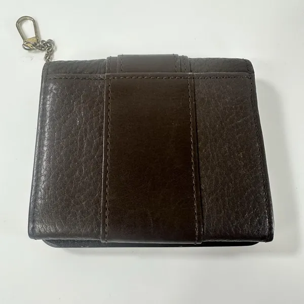 Chloé Wallet Womens One Size Brown Leather Chain C Logo Trifold Wristlet - Image 4