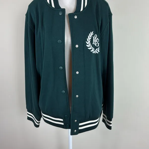 Lou & Grey Women's Forest Green Varsity Jacket Size‎ Medium - Image 6