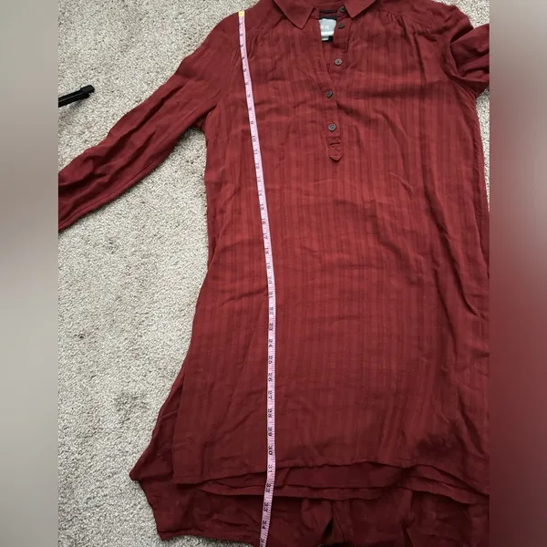 Maeve Anthropologie Bloomsbury Tie Waist Shirt Dress Rust Orange Size 6 - Image 11