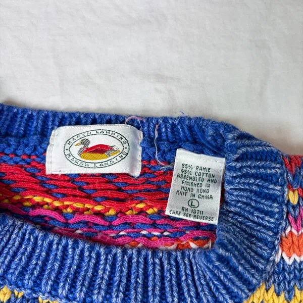 VTG Marsh Landing womens heavy vibrant stripe pattern sweater. Size L. 90s. - Image 2