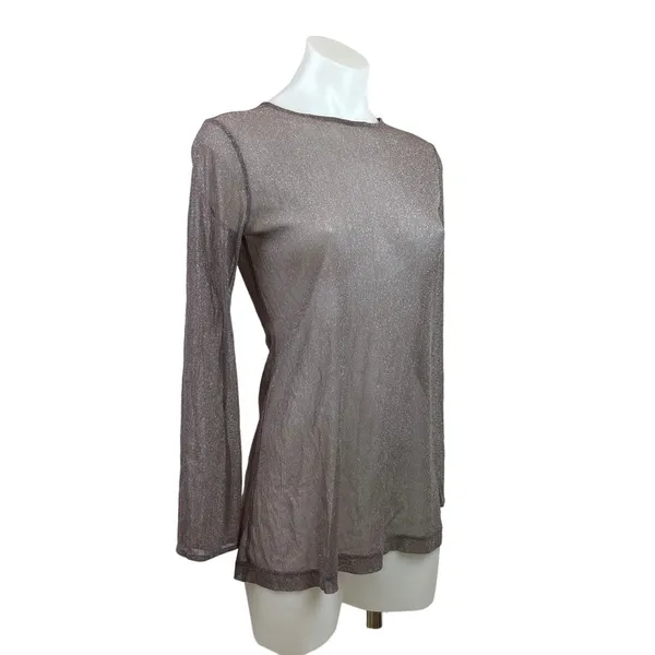 Victoria's Secret Sparkle Metallic Purple Grey Sheer Long Sleeve Tunic Top XS - Image 3
