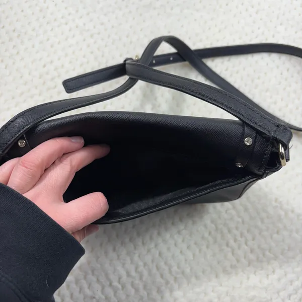 Kate Spade Black Saffiano Leather Rhinestone Embellished Small Crossbody Bag - Image 4