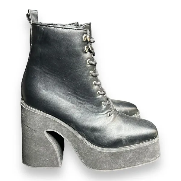 Koi‎ Womens Chunky Platform Lace Up Army Combat Ankle Booties Size 5 EUC - Image 4