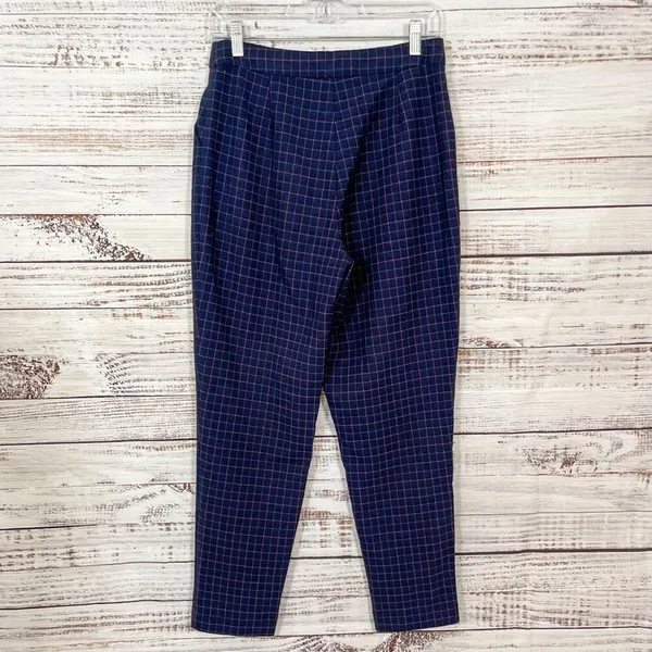 FRNCH Navy Plaid Straight Leg Crop Pants, EUC, Medium, - Image 4