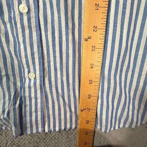 J.Crew Size L Blue White Striped Cotton Button Down Shirt Long Sleeve Officewear - Image 10