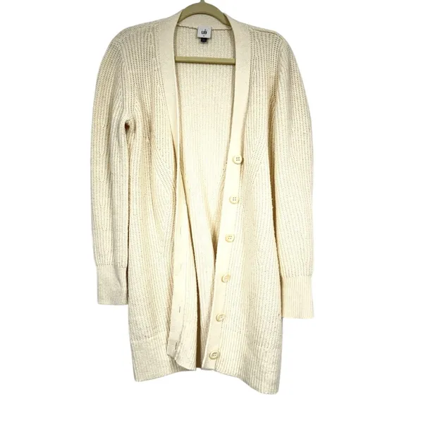Cabi Cream Chunky Knit Cardigan Sweater Women S Duster Long Line Preppy Academia - Image 2