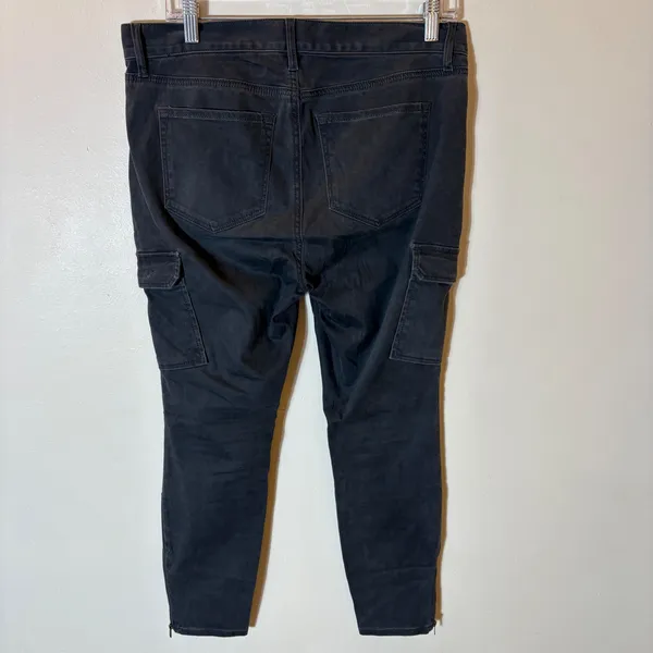 LOFT Petites Gray Skinny Cargo‎ Pants Moto Ankle Zip Utility Trousers Size 8P - Image 4