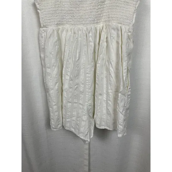 American Eagle White Flutter Sleeve Babydoll Smocked Romper Sz.L - Image 11