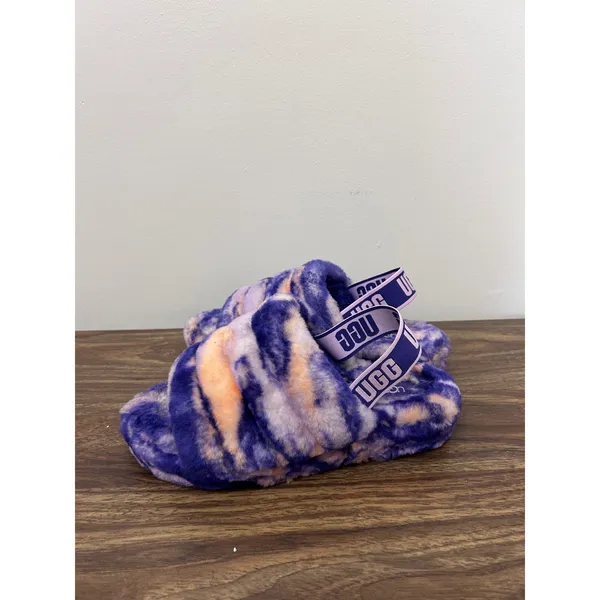 UGG Fluff Yeah Slide Violet Night Marble Tie Dye Slippers 1122554 Womens 8‎ - Image 5