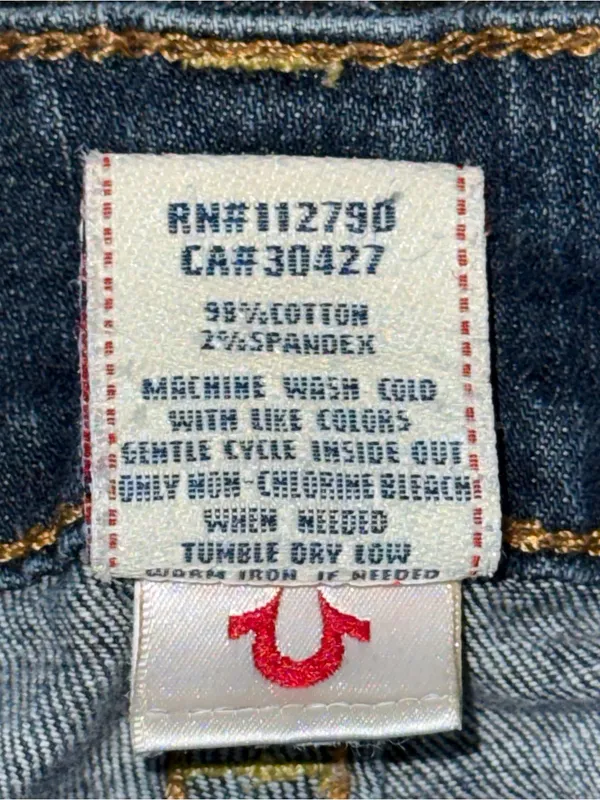 RARE Vintage True Religion Low Rise Twisted Flare Jeans 26 x 33 Flap Pockets y2k - Image 10