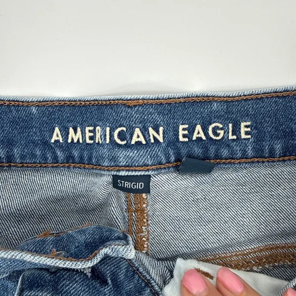 American Eagle Strigid High Rise Distressed Denim‎ Shorts Blue Women Size 10 - Image 4