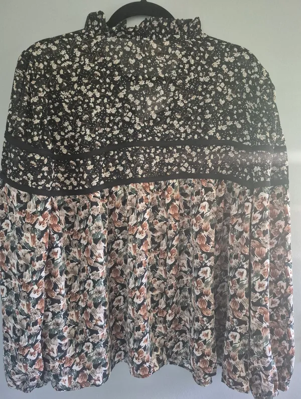 Ava James Floral Mixed-Print Boho summer long sleeve bohemian Blouse size XL NWT - Image 6