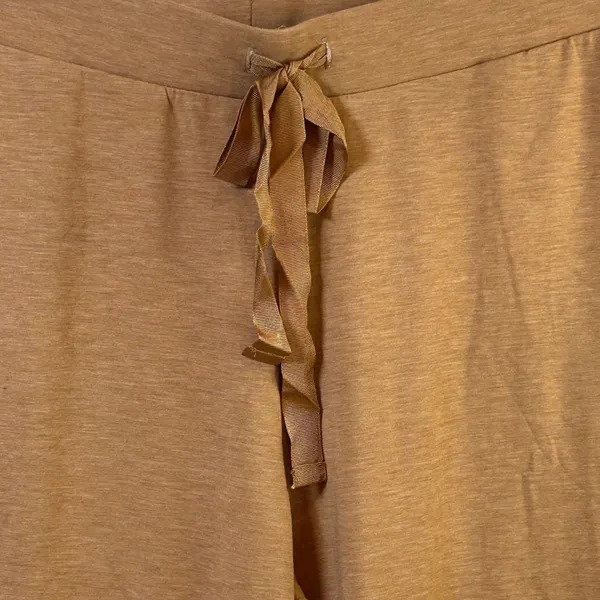 Lands End Womens XL 18 Wide Leg Crop Pants Camel Brown Heather‎ Knit Drawstring - Image 3