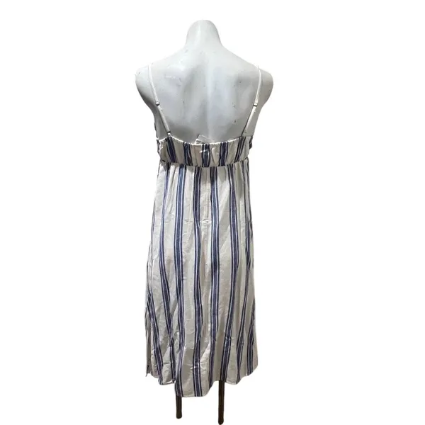 Roxy Sweetest Step Dress Womens M Blue White Striped Tie Front Midi - Image 8